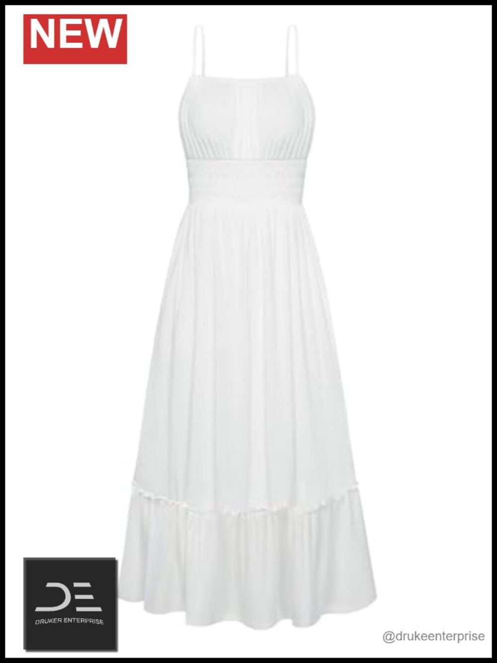 Women's Summer Maxi Dress Ruched Smocked A-Line Adjustable Straps Pockets